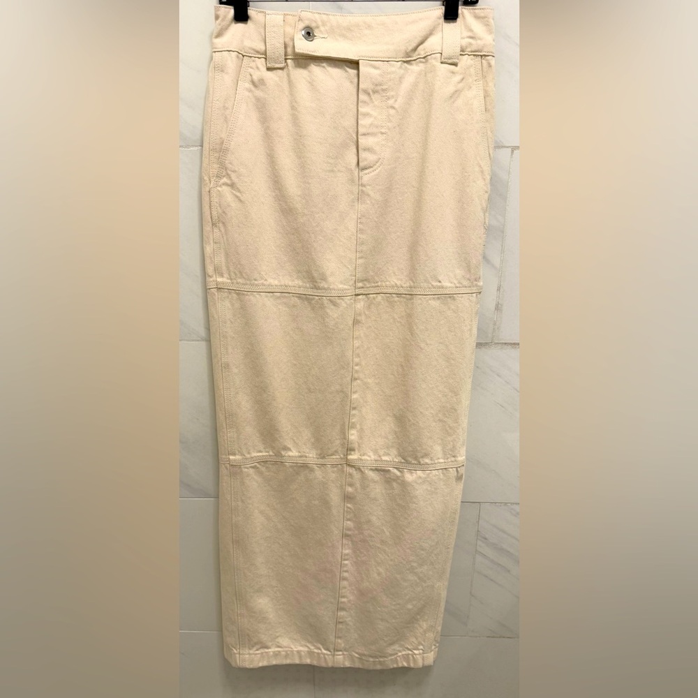 HELSA Maxi Skirt Ecru Ivory Denim size S 100% cotton Revolve